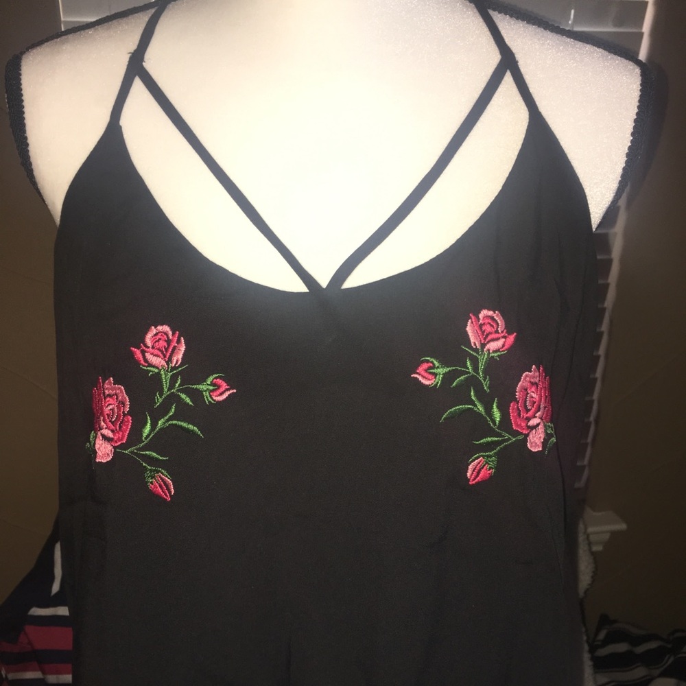 Sexy black cami with floral print